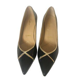 Trotters Women’s Kelsey Patent Leather Kitten Heel Dress Pump Black/Gold Size 12